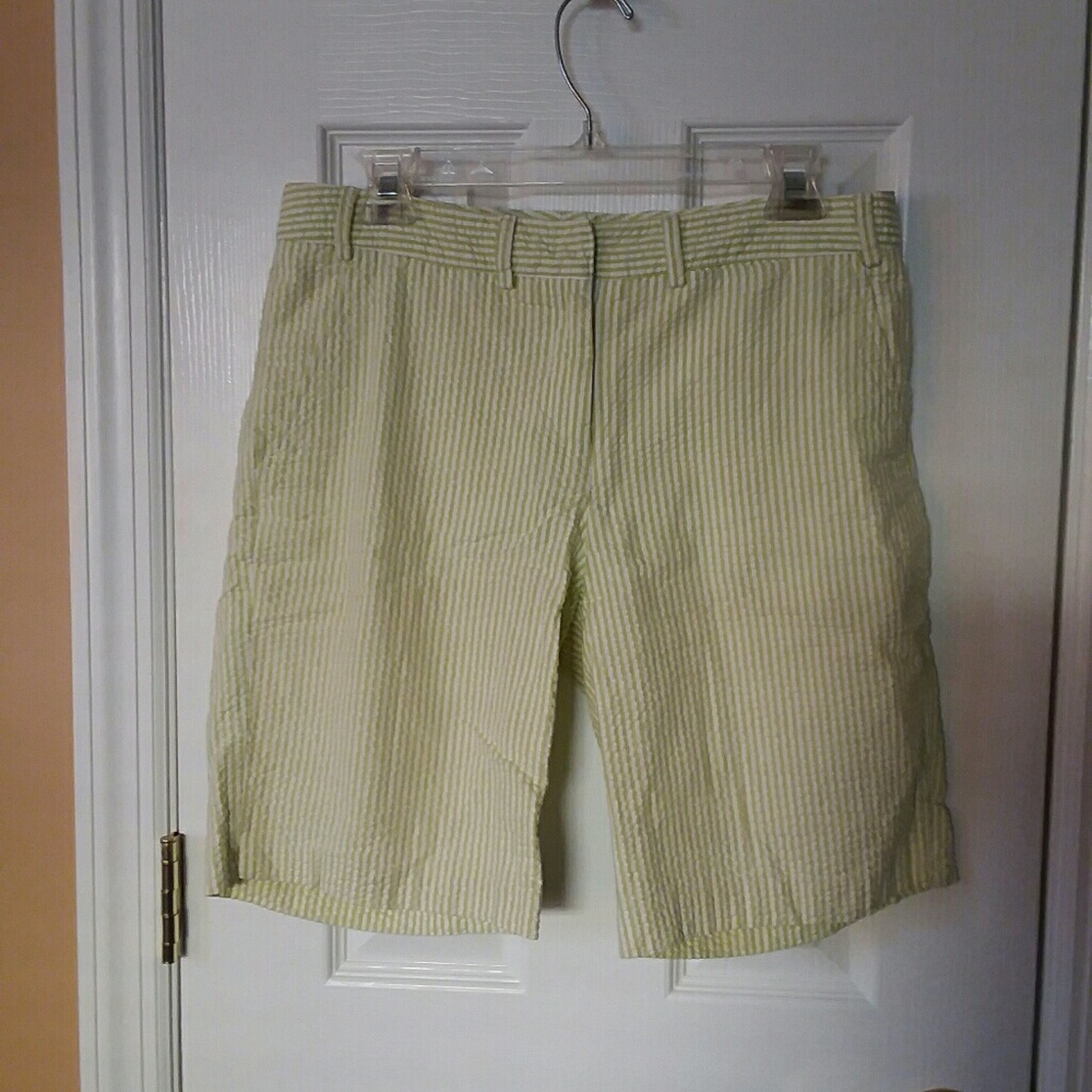 Tailor New York Green & White Striped Bermuda Shorts Size 8